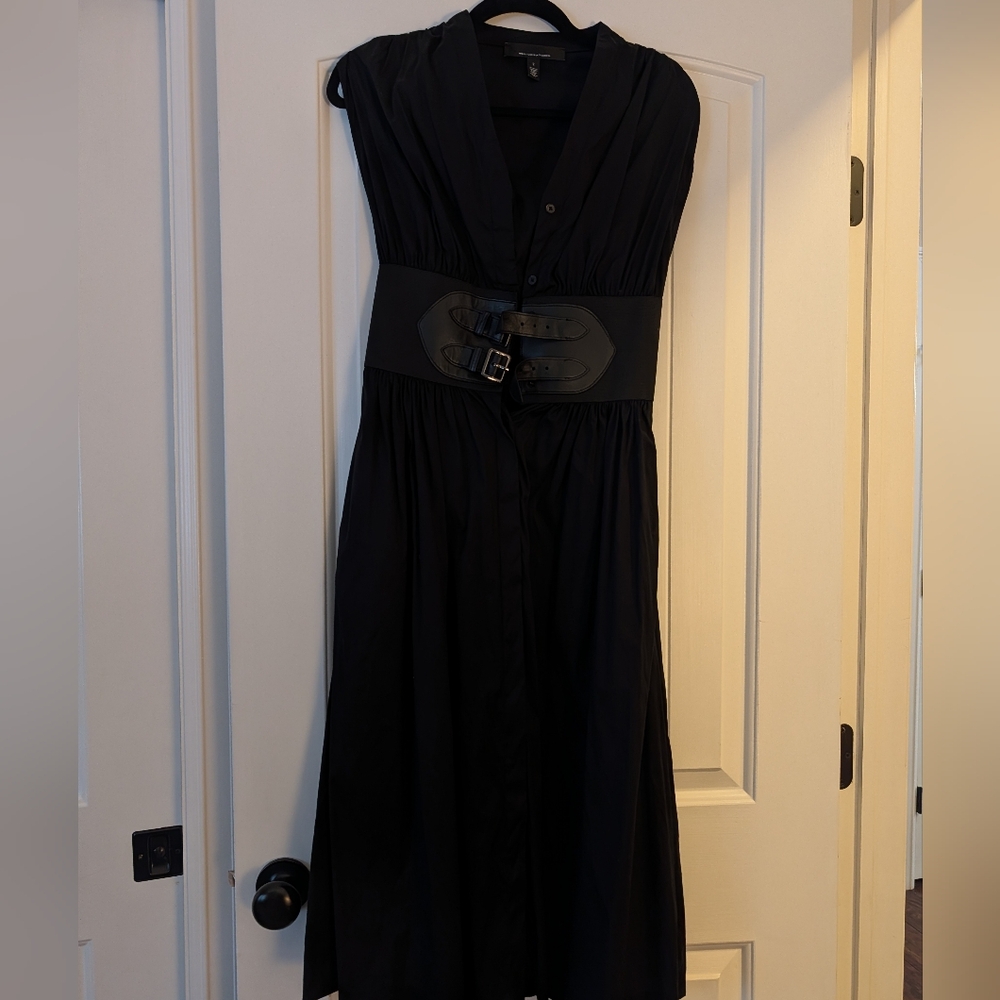 White House Black Market Black Midi Dress with Belt